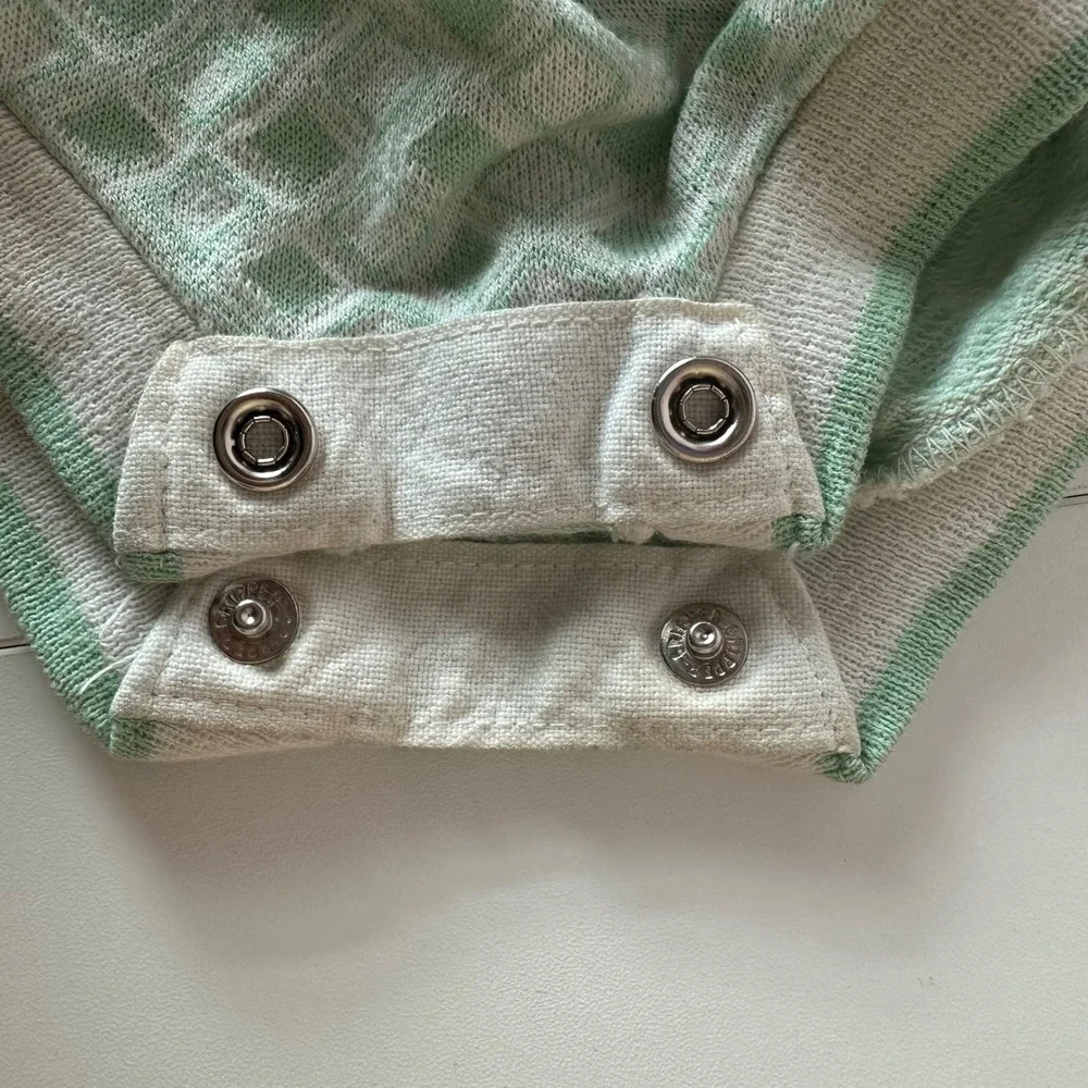 Vintage 70s 80s‎ Healthtex Baby Girl Romper Size 9 Months Diamond Print Bunny